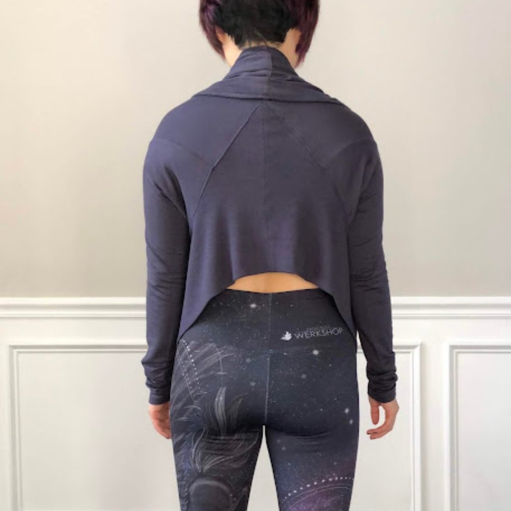 Athleta Sweatshirt Cardigan Nirvana Two Ways Purple Spring Night MEDIUM #416969